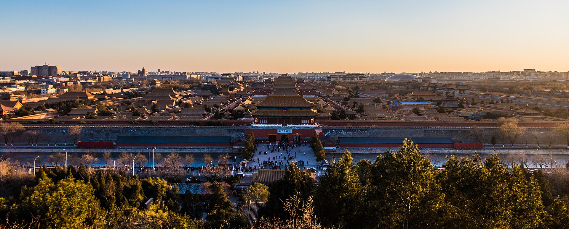 The golden rooftops of the Forbidden City seen from Jingshan hill