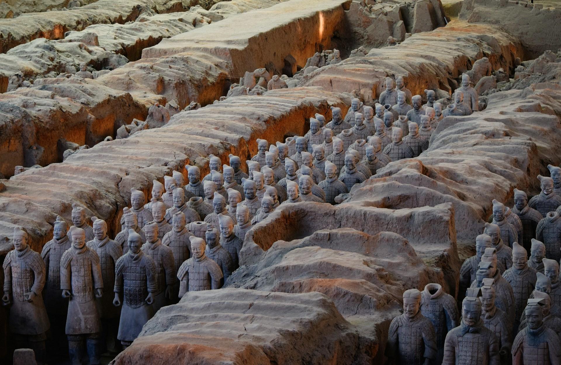 Terracotta warriors up close in Pit 1, Xi'an